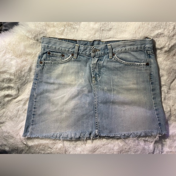 Lucky Brand Dresses & Skirts - Vintage Lucky Brand Distressed Denim Mini Skirt